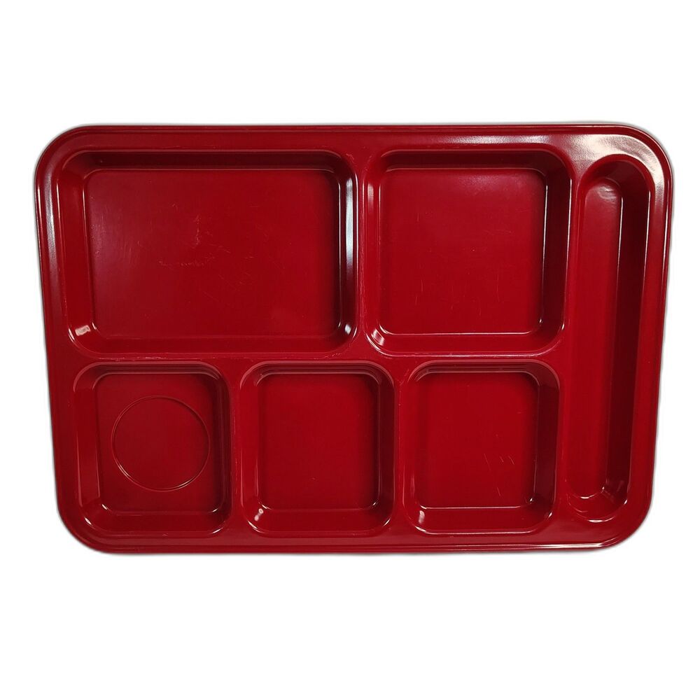 POTTERY BARN KIDS Set of 4 Melamine Meal Lunch Trays Divided Sections Red